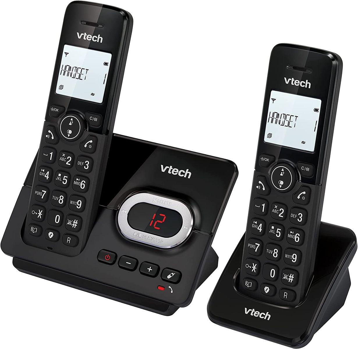 VTech CS2051 schnurloses Telefon Anrufbeantworter 2 Mobilteilen ECO+ Modus Festnetztelefon Anrufsperre Freisprechfunktion große Tasten zwei Zeilen Display VTech CS2051 schnurloses Telefon Anrufbeantworter 2 Mobilteilen ECO+ Modus Festnetztelefon Anrufsperre Freisprechfunktion große Tasten zwei Zeilen Display