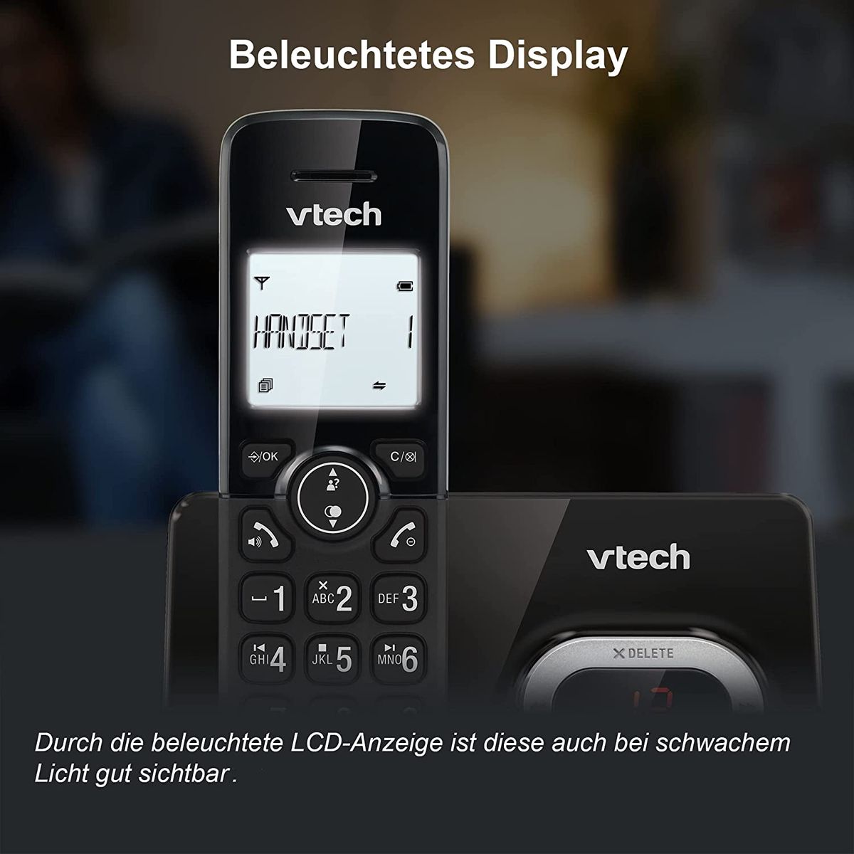 VTech CS2051 schnurloses Telefon Anrufbeantworter 2 Mobilteilen ECO+ Modus Festnetztelefon Anrufsperre Freisprechfunktion große Tasten zwei Zeilen Display VTech CS2051 schnurloses Telefon Anrufbeantworter 2 Mobilteilen ECO+ Modus Festnetztelefon Anrufsperre Freisprechfunktion große Tasten zwei Zeilen Display