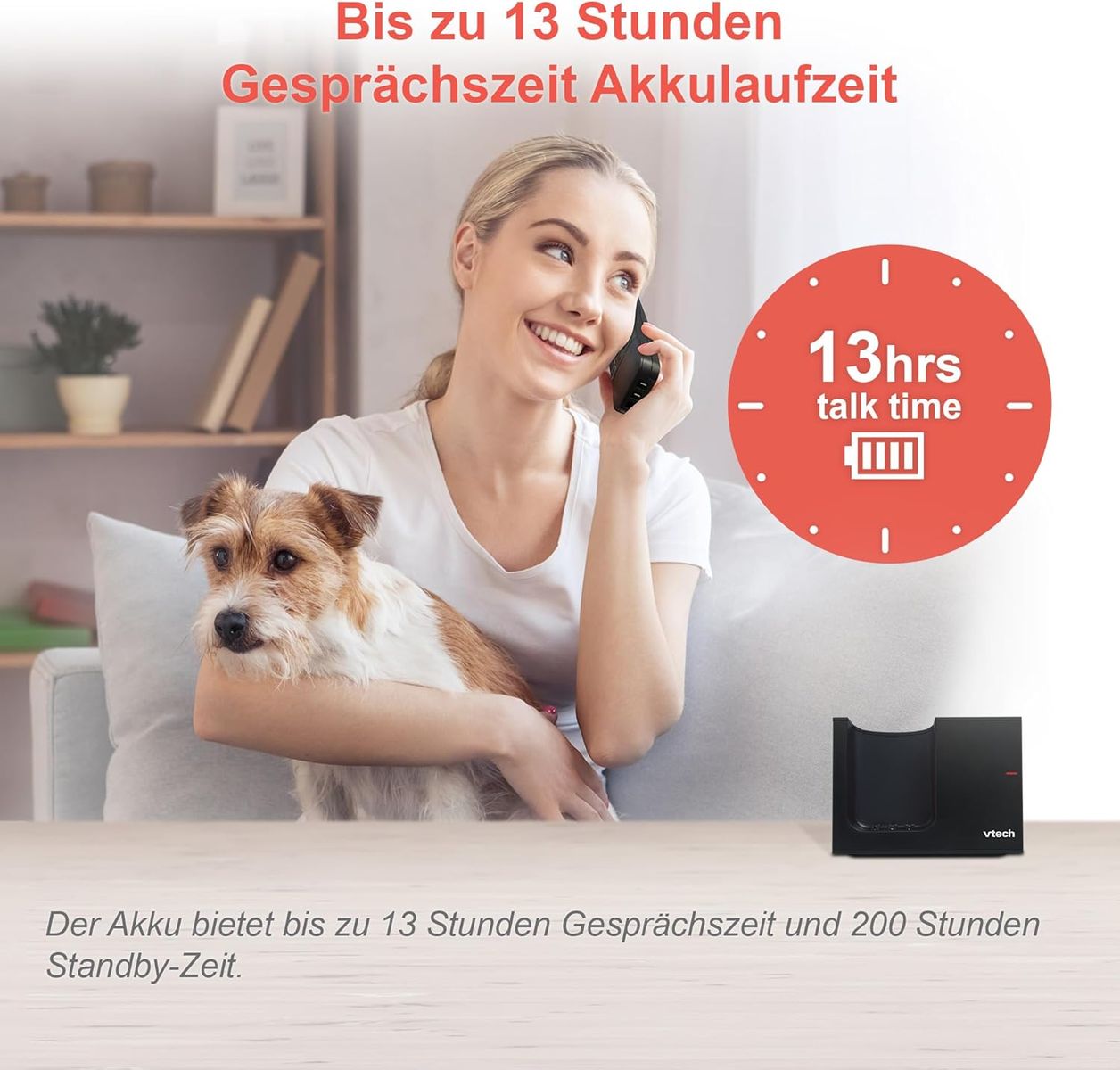 VTech LS1050 DECT Telefon Schnurlos Schnurlostelefon mit Anrufbeantworter, Innovativer Ladestation, Anrufsperre, Anruferkennung/Anklopffunktion, Freisprecheinrichtung, Hintergrundbeleuchtetem Display LS1050 1-telefon schnurlos