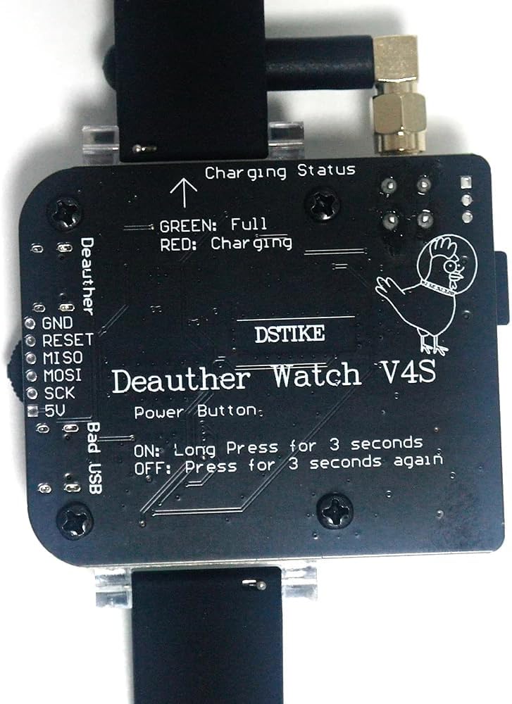 Aursinc WiFi Dstike Deauther Watch V4s (Deauthe & Bad USB) ESP8266 Programmierbares Entwicklungsboard, tragbar, esp8266 + atmega32u4, WiFi-Steuerungswerkzeug, Akku 1000 mAh