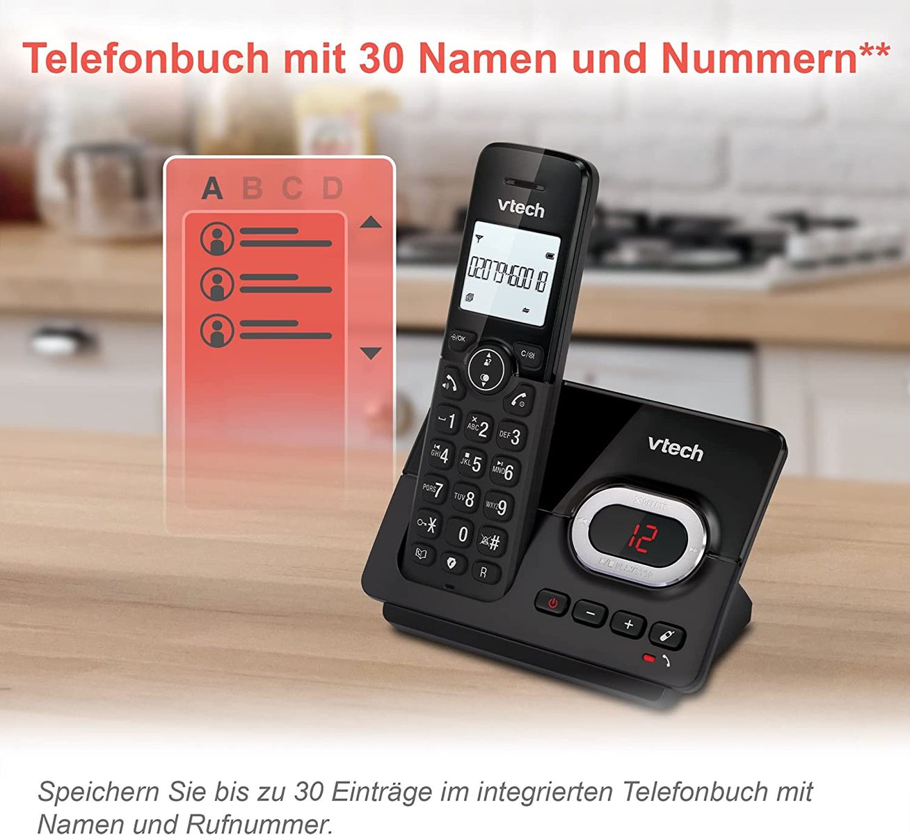 VTech CS2051 schnurloses Telefon Anrufbeantworter 2 Mobilteilen ECO+ Modus Festnetztelefon Anrufsperre Freisprechfunktion große Tasten zwei Zeilen Display VTech CS2051 schnurloses Telefon Anrufbeantworter 2 Mobilteilen ECO+ Modus Festnetztelefon Anrufsperre Freisprechfunktion große Tasten zwei Zeilen Display