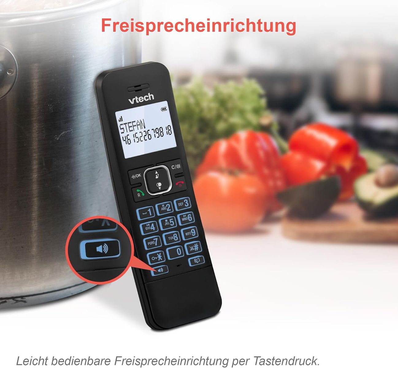 VTech LS1050 DECT Telefon Schnurlos Schnurlostelefon mit Anrufbeantworter, Innovativer Ladestation, Anrufsperre, Anruferkennung/Anklopffunktion, Freisprecheinrichtung, Hintergrundbeleuchtetem Display LS1050 1-telefon schnurlos