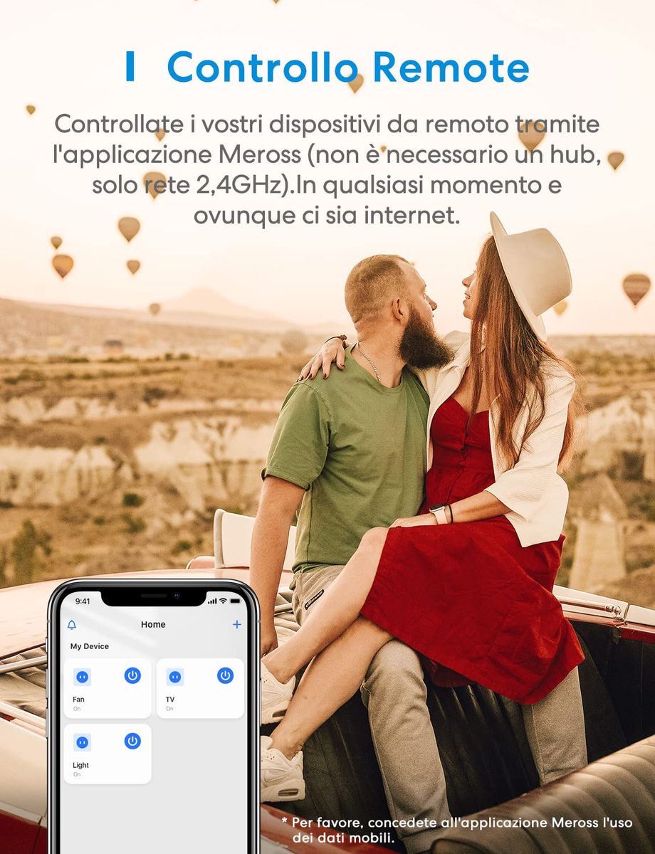 Meross Italienische intelligente Wi-Fi-Steckdose, Smart Plug 16 A (Typ L), kompatibel mit Apple HomeKit Siri, Alexa, Google Home und SmartThings, 2,4 GHz, kein Hub erforderlich (2 Stück), weiß