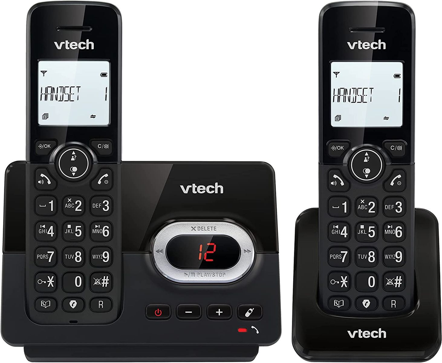 VTech CS2051 schnurloses Telefon Anrufbeantworter 2 Mobilteilen ECO+ Modus Festnetztelefon Anrufsperre Freisprechfunktion große Tasten zwei Zeilen Display VTech CS2051 schnurloses Telefon Anrufbeantworter 2 Mobilteilen ECO+ Modus Festnetztelefon Anrufsperre Freisprechfunktion große Tasten zwei Zeilen Display