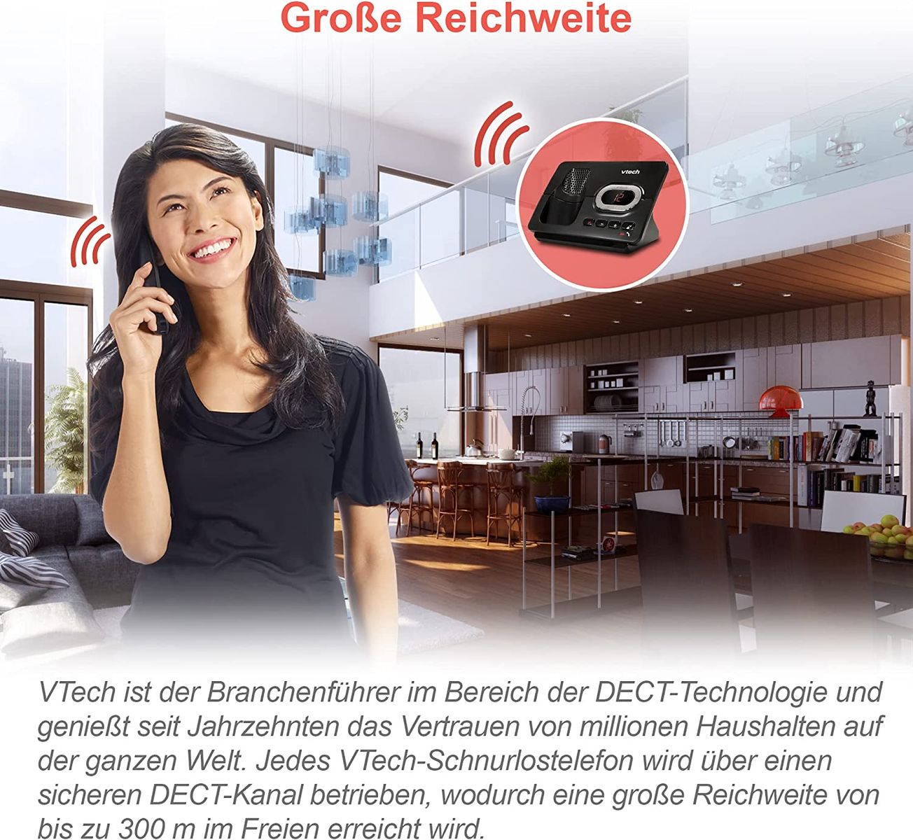 VTech CS2051 schnurloses Telefon Anrufbeantworter 2 Mobilteilen ECO+ Modus Festnetztelefon Anrufsperre Freisprechfunktion große Tasten zwei Zeilen Display VTech CS2051 schnurloses Telefon Anrufbeantworter 2 Mobilteilen ECO+ Modus Festnetztelefon Anrufsperre Freisprechfunktion große Tasten zwei Zeilen Display