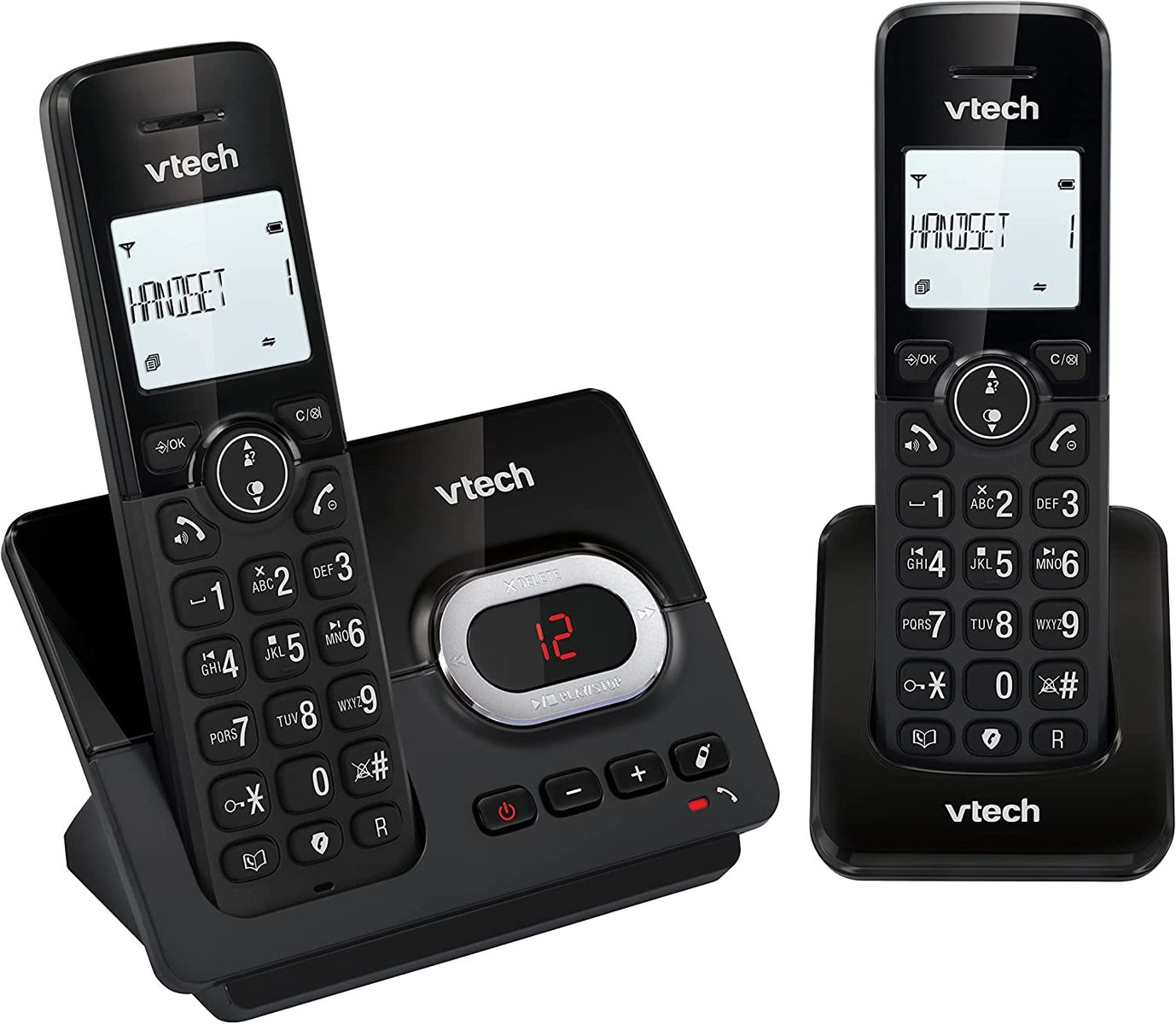 VTech CS2051 schnurloses Telefon Anrufbeantworter 2 Mobilteilen ECO+ Modus Festnetztelefon Anrufsperre Freisprechfunktion große Tasten zwei Zeilen Display VTech CS2051 schnurloses Telefon Anrufbeantworter 2 Mobilteilen ECO+ Modus Festnetztelefon Anrufsperre Freisprechfunktion große Tasten zwei Zeilen Display