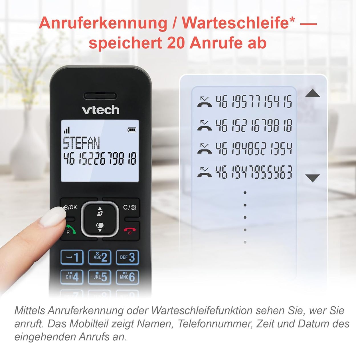 VTech LS1050 DECT Telefon Schnurlos Schnurlostelefon mit Anrufbeantworter, Innovativer Ladestation, Anrufsperre, Anruferkennung/Anklopffunktion, Freisprecheinrichtung, Hintergrundbeleuchtetem Display LS1050 1-telefon schnurlos